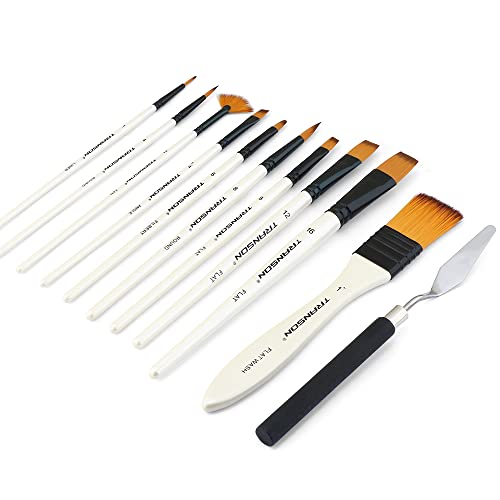Paint Brush Kit 10pcs Art Brushes and 1 Paint Spatula with Brush Case