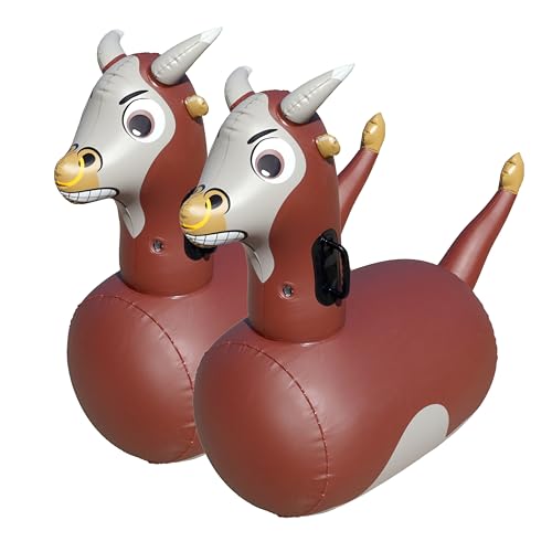 Hop N Go Inflatable Bull Riding Bouncy Hopping Toys for Kids Ages 5+ (2 Count)