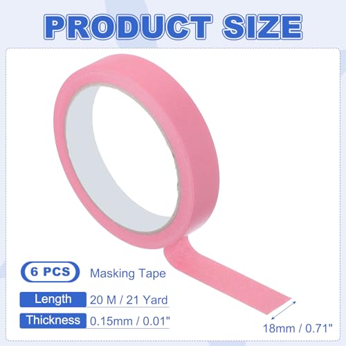 Masking Tape 0.7 Inch x 21 Yard Painter's Tape Pink Paint Tapes for DIY Crafts Arts Drawing Decoration Labeling Car Painting Artist Teachers