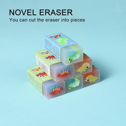 18Pcs Cute Dinosaur Erasers for Kids Bulk (18 Count)