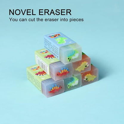 18Pcs Cute Dinosaur Erasers for Kids Bulk (18 Count)