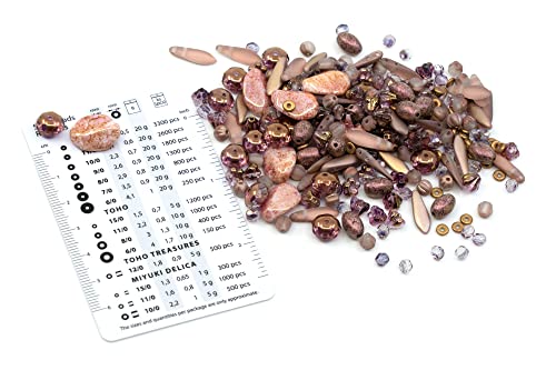 2.1oz (60 g) Mix of Unique Czech Bohemia Glass Pressed Beads, Matte and Glossy, Hand Made, Antique Copper Pink (2.1164 Ounce)