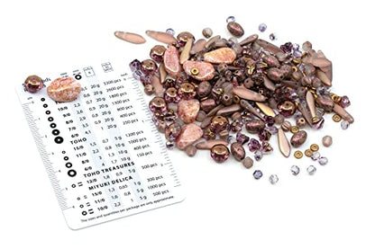 2.1oz (60 g) Mix of Unique Czech Bohemia Glass Pressed Beads, Matte and Glossy, Hand Made, Antique Copper Pink (2.1164 Ounce)