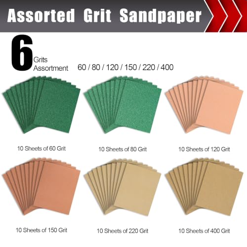 60 PCS Sandpaper Assortment (60 Count)