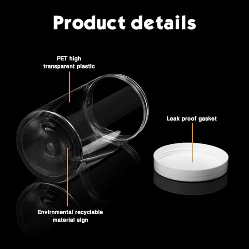 12 Pack 12 oz Plastic Container Jars with Lids Round Clear Travel Cosmetic Container Slime Jars for Toiletries (12 Count)