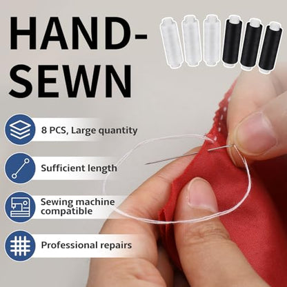 8 Rolls White Thread for Sewing (8 Count)
