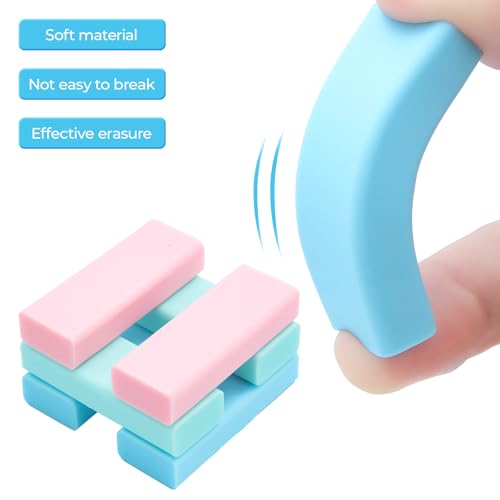 6 Pack Sliding Retractable Rubber Erasers (6 Count)
