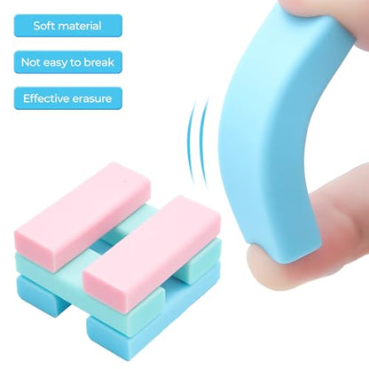 6 Pack Sliding Retractable Rubber Erasers (6 Count)