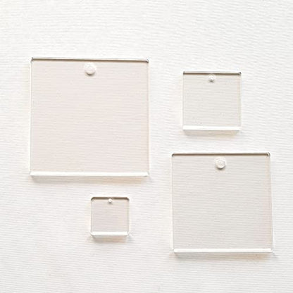 25 Acrylic Square Clear with Hole (25 Count)