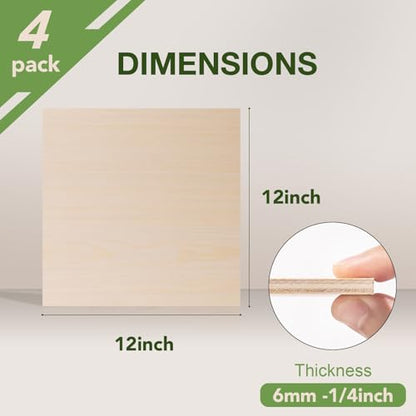 4 Pack Maple Plywood Sheets (12 Sq Ft)