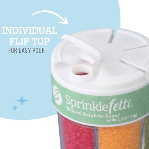 Dye Free Rainbow Decorating Sugar 6 Cell Jar (2.75 Ounce)