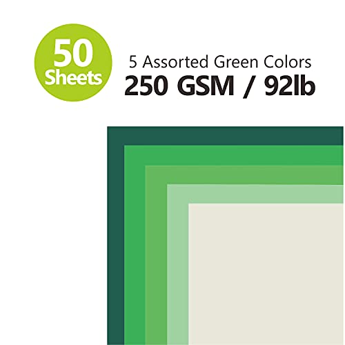 Green Colored Cardstock Thick Paper 50 Sheets