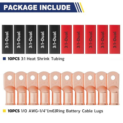 20PCS Battery Cable Lug & Heat Shrink Kit 1 (20 Count)