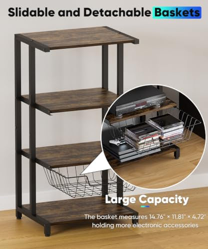 Media Stand with Detachable Baskets (4 Count)