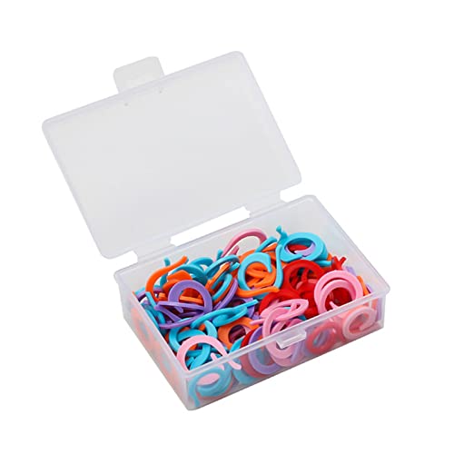 120pcs Knitting Stitch Rings Plastic Stitch Markers with Transparent Storage Box Multicolor Crochet Locking Ring for DIY Sewing
