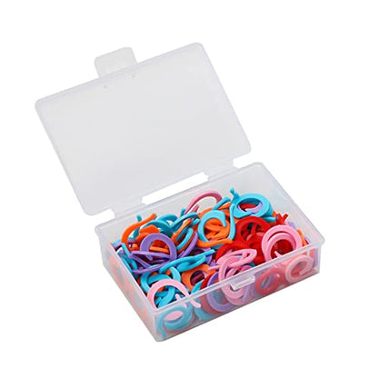 120pcs Knitting Stitch Rings Plastic Stitch Markers with Transparent Storage Box Multicolor Crochet Locking Ring for DIY Sewing