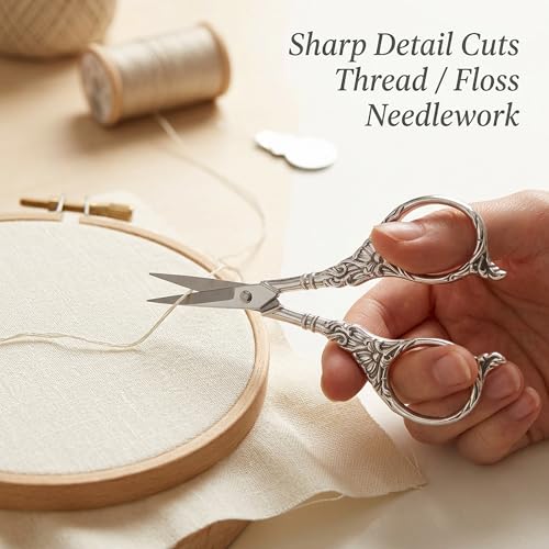 Vintage European Style Scissors Stainless Steel for Cross Stitch Cutting Embroidery Sewing Handcraft Craft Art Work DIY Tool