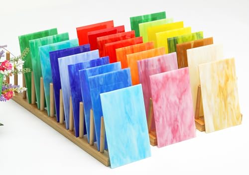 26 Sheets Colorful Vibrant Stained Glass Sheets Variety Assortment Pack (26 Count)