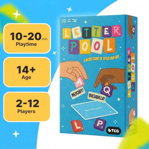 Letterpool: 2-12 Players Board Games for Adults, Family, Teens, Trivia, Word & Card Games Mixture, Fun & Easy to Learn Adult Party Games for Game Night (Packaging May Vary)