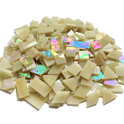 Iridescent Amber Glass Mosaic Tiles for Crafts (9 Ounce)