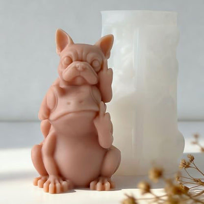 Couple Dog and Frog Animal Cylinder Candle & Resin Mold