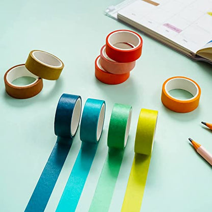 60 Rolls Washi Tape Set 15mm Wide Rainbow Colored Painters Masking Tape Supplies Writable Cute Colorful Decorative Craft Tape for Scrapbook DIY (9 Count)