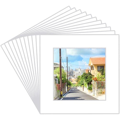 15 Pack White Picture Mats 12x12 for 8x8 Photos (15 Count)