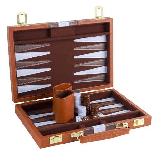 Backgammon Set 2 Players Classic Backgammon Sets for Adults Board Game with PU Leather Case Portable and Travel Backgammon Set