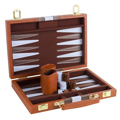 Backgammon Set 2 Players Classic Backgammon Sets for Adults Board Game with PU Leather Case Portable and Travel Backgammon Set