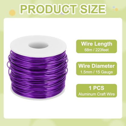 15 Gauge Anodized Aluminum Craft Wire Bendable Bonsai Training Wire 223 Feet 1.5mm for Sculpting Crafts Wreath Floral Beading Jewelry Making
