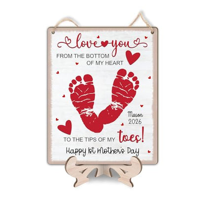 DIY Baby Footprint Wooden Sign Plaque