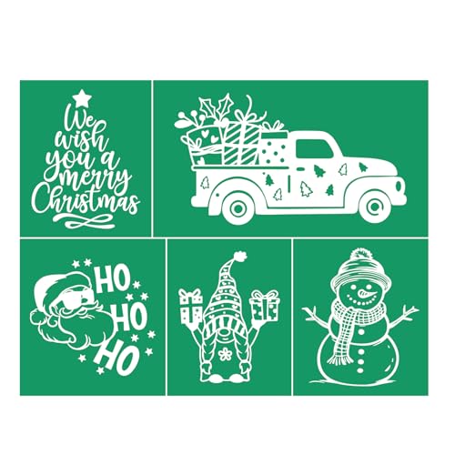 Christmas Wish Silk Screen Stencils Reusable Self Adhesive Stencil Silk Screen Transfers Snowman Gnome Screen Print Stencil Holiday for Crafts on Wood