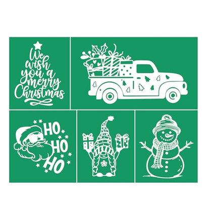 Christmas Wish Silk Screen Stencils Reusable Self Adhesive Stencil Silk Screen Transfers Snowman Gnome Screen Print Stencil Holiday for Crafts on Wood