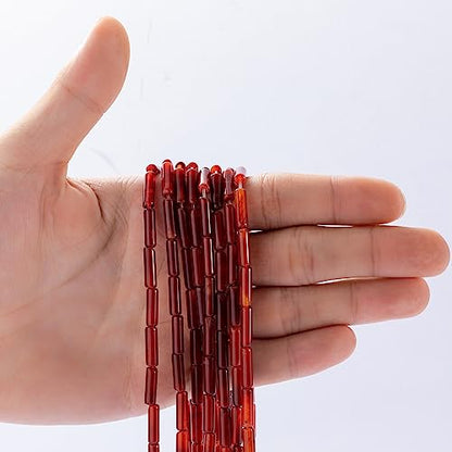 Natural Red Agate Cylinder Tube Beads 4x13mm 38cm (28 Count)