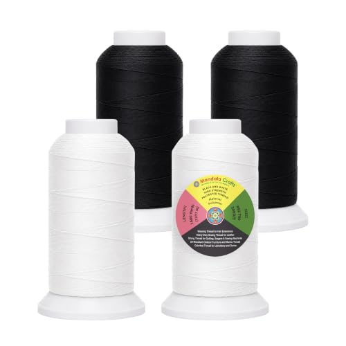 Black White Tex 90 Upholstery Polyester Heavy Duty Thread