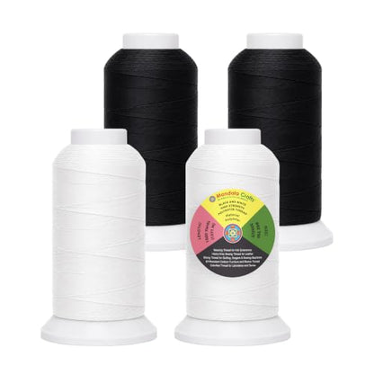 Black White Tex 90 Upholstery Polyester Heavy Duty Thread