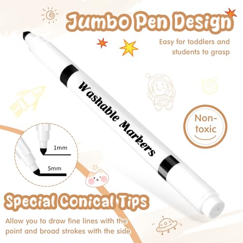 18 Pcs Line Washable Markers Black Fine Tip Markers for Kid