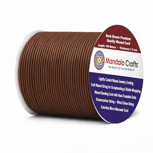 1.5mm Dark Brown Waxed Cord (327 Foot)