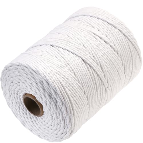 Macrame Cord 4mm x 328yards Natural Macrame Cotton Rope Colored Macrame Rope Soft Cotton Cord Macrame Supplies Craft Rope Macrame Yarn for Plant Hanger Wall Hanger Dreamcatcher