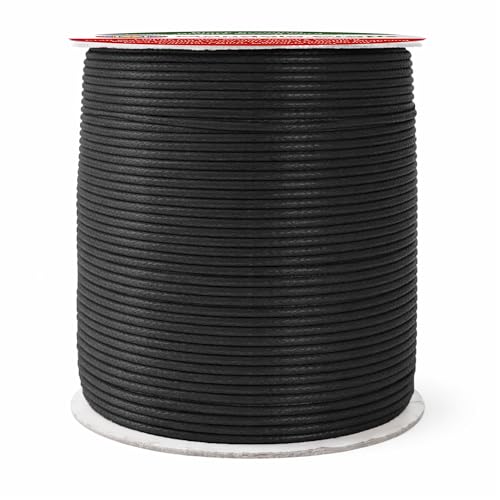 2mm Black Waxed Cord (327 Foot)