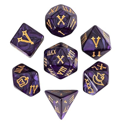 7 Die DND Dice Set Polyhedral Dice Set with a Leather Dice Bag (7 Count)