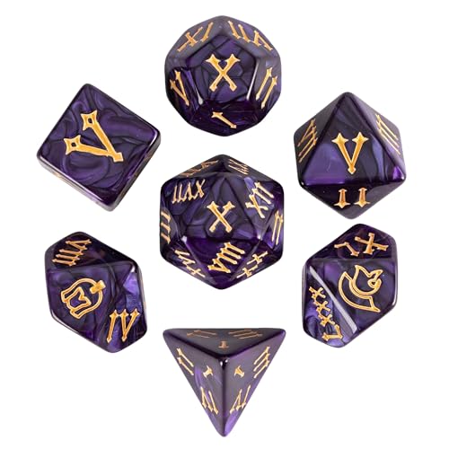 7 Die DND Dice Set Polyhedral Dice Set with a Leather Dice Bag (7 Count)