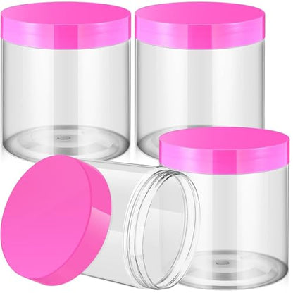 12 Pack 16 oz Plastic Container Jars with Lids Round Clear Travel Cosmetic Container Slime Jars for Toiletries (12 Count)