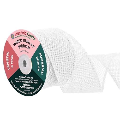 2 1 2 Inch Wide White Wired Burlap Ribbon (30 Foot)