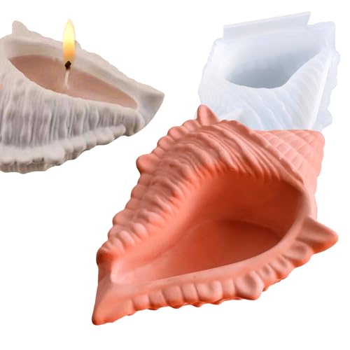Large Conch Silicone Mold Unique Conch Shaped Tray Resin Concrete Mold 3D Candle Vessels Trinket Holder Container Epoxy Molds Marine Shell Storage Tray Casting Clay Craft Mould DIY Home Decor