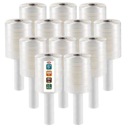 Mini Stretch Wrap 12 Pack 5 Inch 1000 Ft 80 Gauge Shrink Wrap