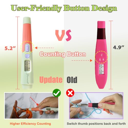 18 Size Light Up Counting Crochet Hooks Set with Case 2.0mm (18 Count)