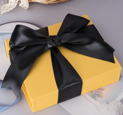 2 Inch Black Solid Satin Ribbon for Gift Wrapping