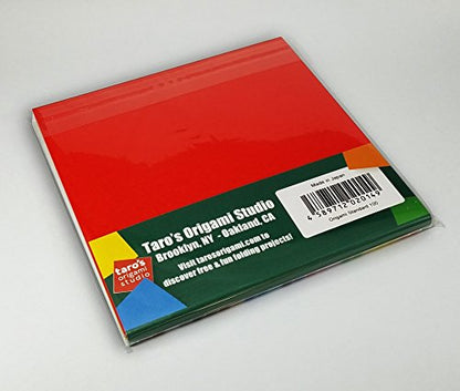Taro's Origami Studio] Standard 6 Inch One Sided 23 Colors 100 Sheets Square Easy Fold Premium Japanese Paper for Beginner