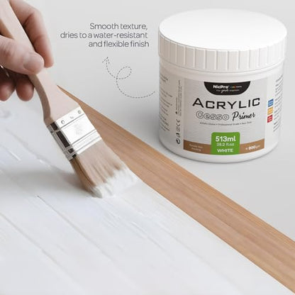 White Heavy Gesso Primer for Acrylic Painting (28.2 Ounce)